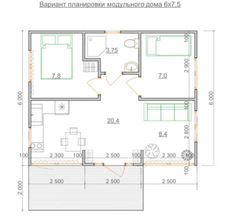Модульный дом КДФ45 + отделка 